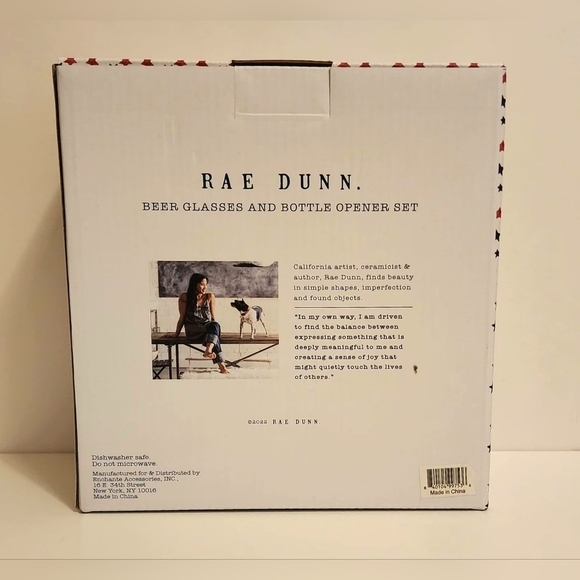 Rae Dunn America Beer Glasses and Bottle Opener Set. 4th of July. - Picture 2 of 2